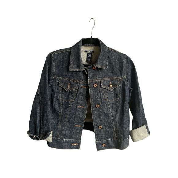 Gap Stretch Dark Wash Denim Trucker Style Jacket Size XS - Picture 6 of 6